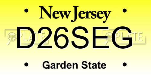 D26SEG New Jersey License Plate
