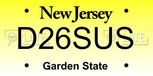 D26SUS New Jersey License Plate