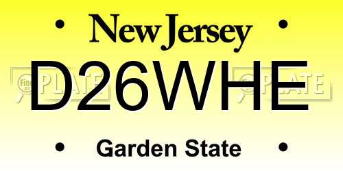 D26WHE New Jersey License Plate