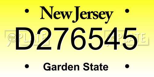 D276545 New Jersey License Plate
