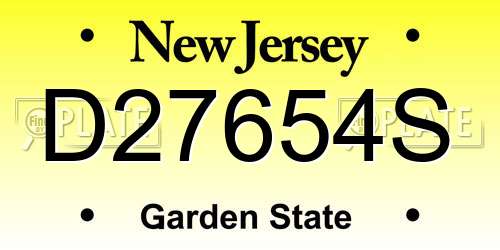 D27654S New Jersey License Plate