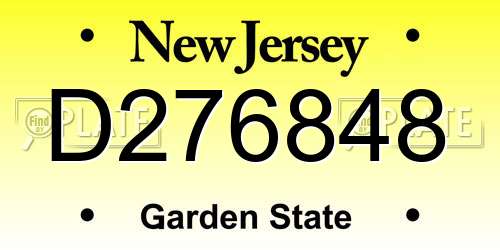 D276848 New Jersey License Plate