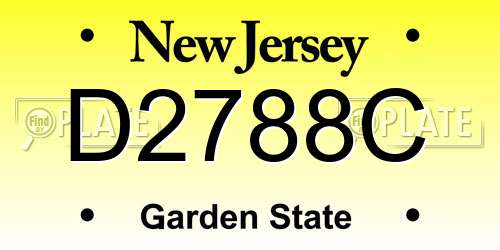 D2788C New Jersey License Plate
