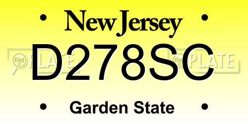 D278SC New Jersey License Plate