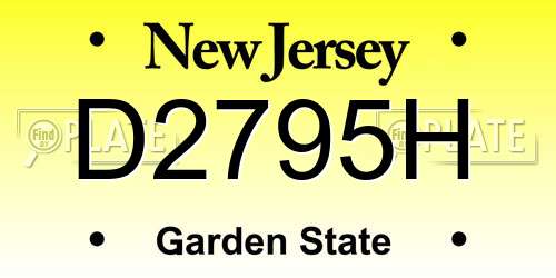 D2795H New Jersey License Plate