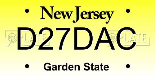 D27DAC New Jersey License Plate