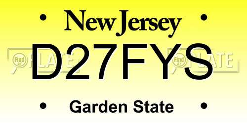 D27FYS New Jersey License Plate
