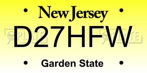 D27HFW New Jersey License Plate