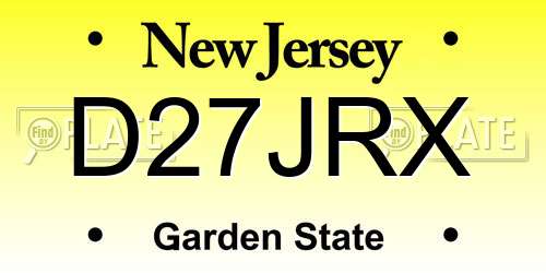 D27JRX New Jersey License Plate