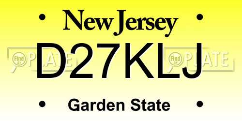 D27KLJ New Jersey License Plate