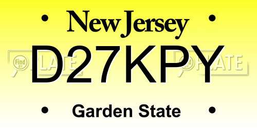 D27KPY New Jersey License Plate
