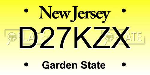 D27KZX New Jersey License Plate