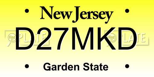 D27MKD New Jersey License Plate