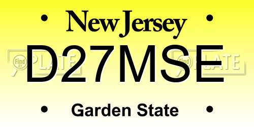 D27MSE New Jersey License Plate