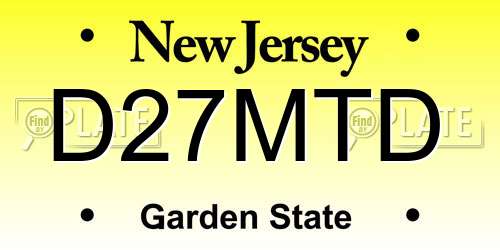 D27MTD New Jersey License Plate