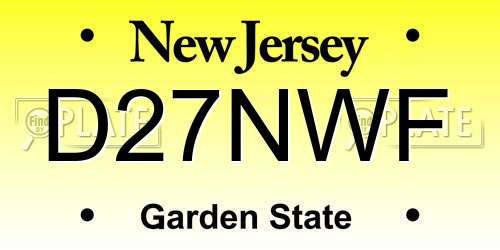 D27NWF New Jersey License Plate
