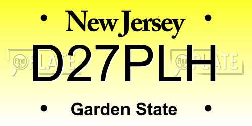 D27PLH New Jersey License Plate