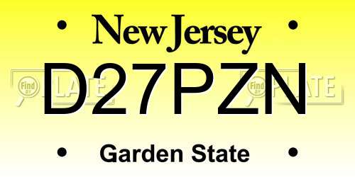 D27PZN New Jersey License Plate