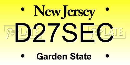 D27SEC New Jersey License Plate