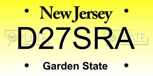 D27SRA New Jersey License Plate