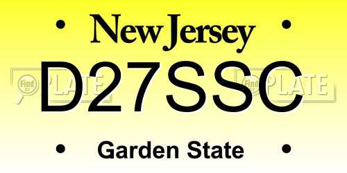 D27SSC New Jersey License Plate