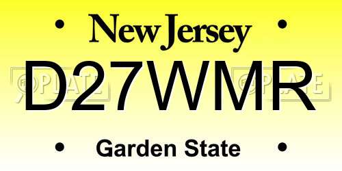 D27WMR New Jersey License Plate