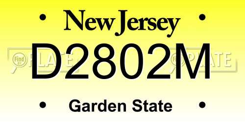 D2802M New Jersey License Plate
