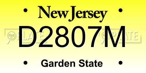 D2807M New Jersey License Plate