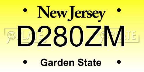D280ZM New Jersey License Plate