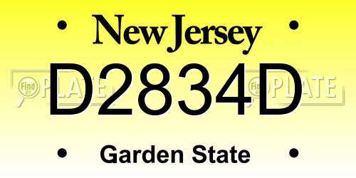 D2834D New Jersey License Plate