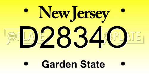D2834O New Jersey License Plate