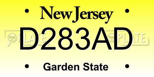 D283AD New Jersey License Plate