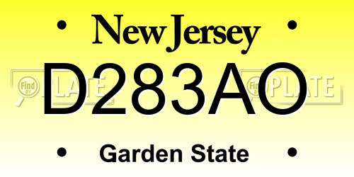D283AO New Jersey License Plate