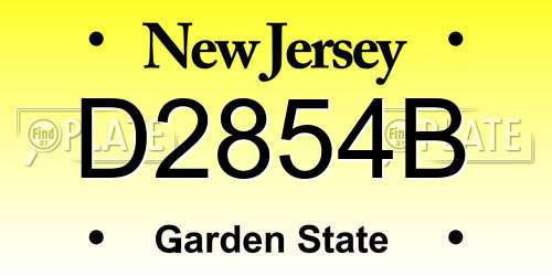 D2854B New Jersey License Plate
