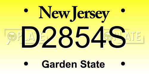 D2854S New Jersey License Plate