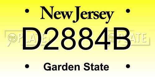 D2884B New Jersey License Plate