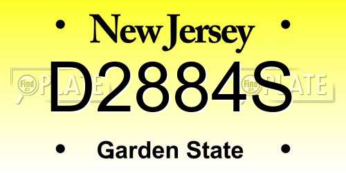 D2884S New Jersey License Plate