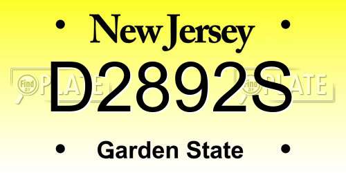 D2892S New Jersey License Plate