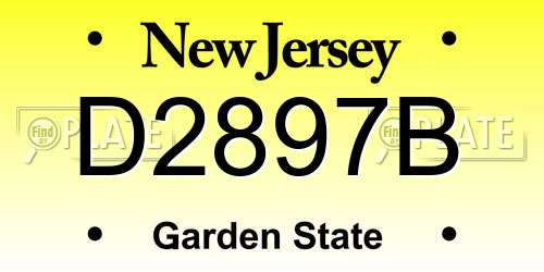 D2897B New Jersey License Plate