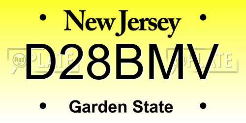 D28BMV New Jersey License Plate