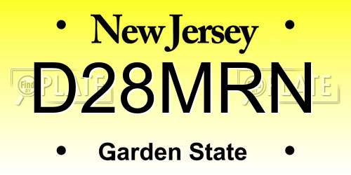 D28MRN New Jersey License Plate