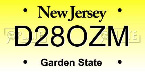 D28OZM New Jersey License Plate