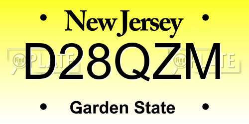 D28QZM New Jersey License Plate