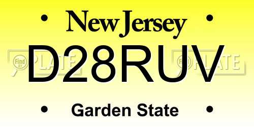 D28RUV New Jersey License Plate
