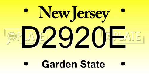 D2920E New Jersey License Plate