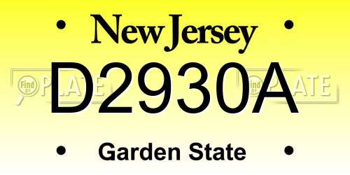 D2930A New Jersey License Plate