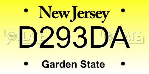D293DA New Jersey License Plate