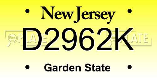 D2962K New Jersey License Plate