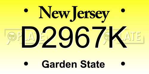 D2967K New Jersey License Plate