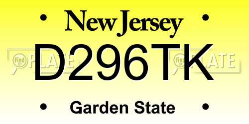 D296TK New Jersey License Plate